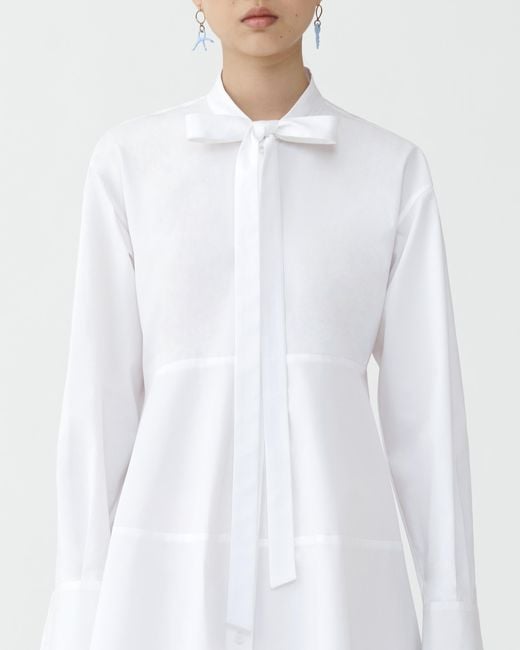 Fabiana Filippi White Hemdblusenkleid Aus Popeline, Optisches Weiß