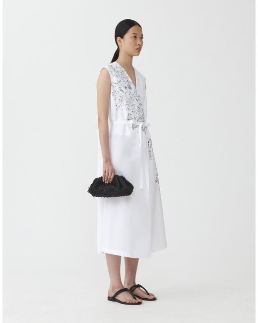 Fabiana Filippi White Popeline-Kleid Mit Stickerei, Weiß