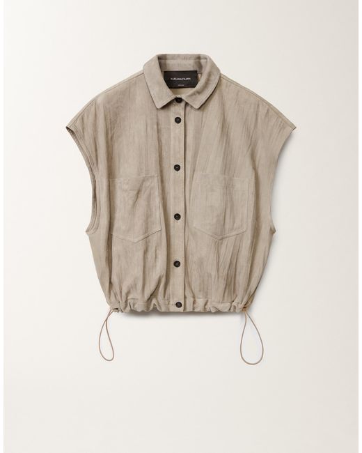 Fabiana Filippi Natural Pleated Suede Bomber Jacket, Clay