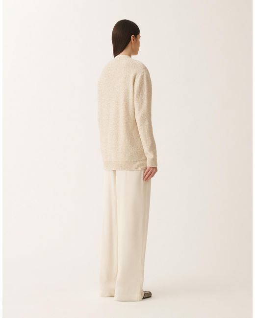 Fabiana Filippi Natural Cotton Knitted Cardigan With Sequins, Vanilla