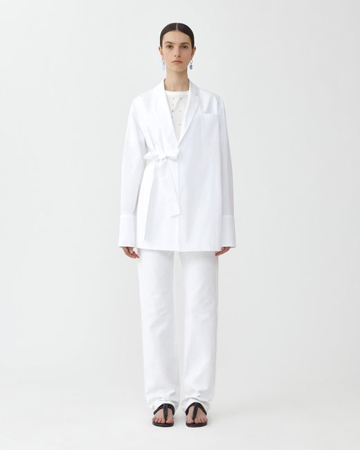 Fabiana Filippi White Compact Poplin Jacket With Bow Detail