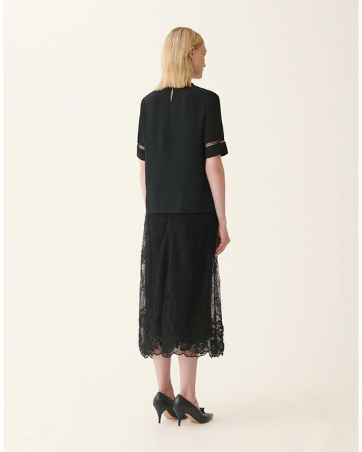 Fabiana Filippi Black Short-Sleeve Crêpe De Chine Top