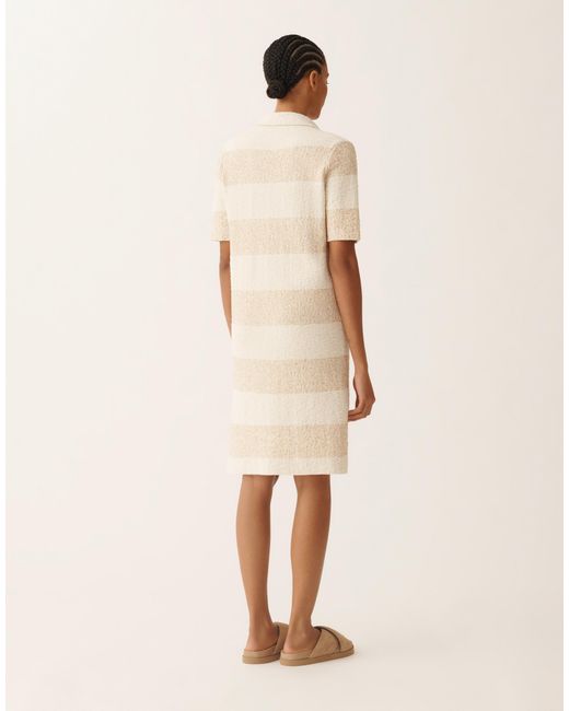 Fabiana Filippi Natural Striped Cotton Tweed Dress With Sequins