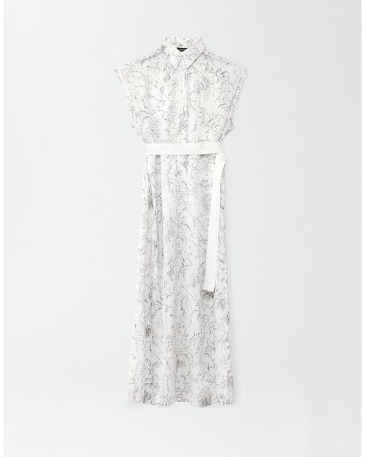 Fabiana Filippi White Bedrucktes Kleid Aus Seidensatin, Weiß