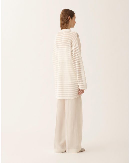 Fabiana Filippi Natural Cotton And Linen Cardigan With Sequins