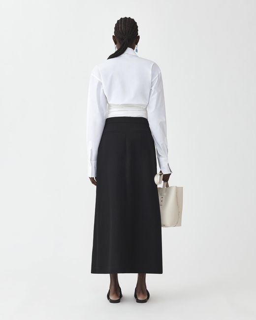 Fabiana Filippi Black Viscose Linen Skirt With Waist Darts