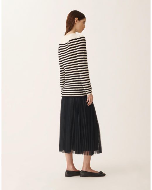 Fabiana Filippi Black Organic Cotton Sweater With Micro Sequins, Butter And