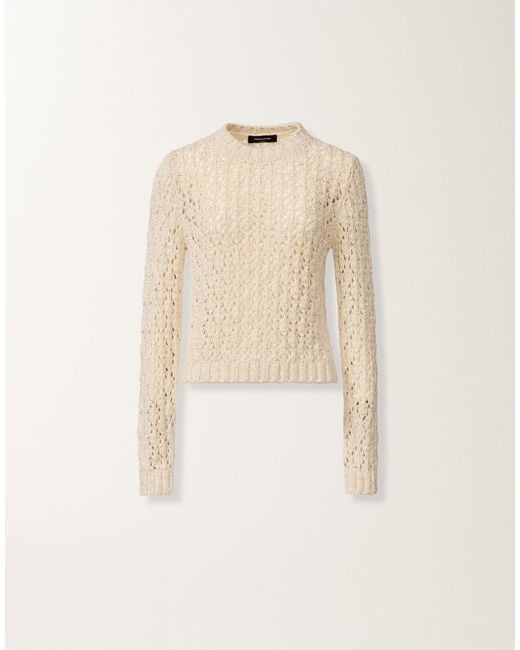 Fabiana Filippi Natural Cotton Ribbon Sweater With Sequins, Cream