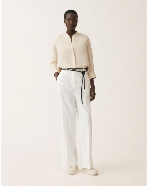 Fabiana Filippi Natural Bluse Aus Leinen Und Viskose, Hell