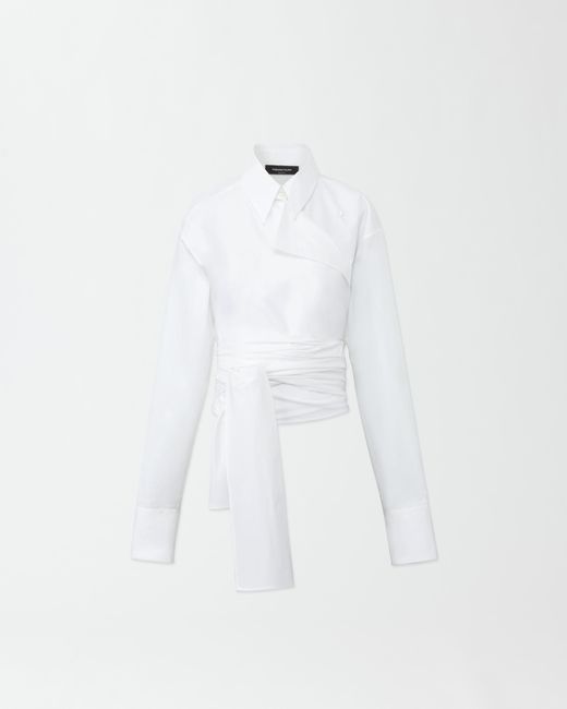 Fabiana Filippi White Poplin Asimmetric Shirt With Crossed Detail