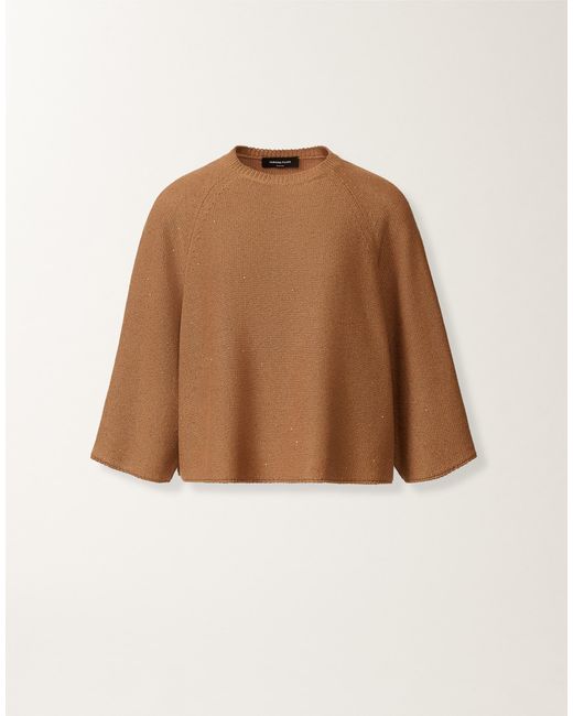 Fabiana Filippi Brown Cotton And Linen Cape With Sequins