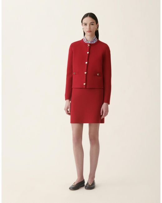 Fabiana Filippi Red Merino Wool Cardigan