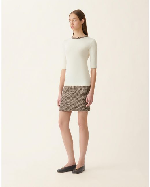 Fabiana Filippi Natural Ribbed Cotton Jersey T-Shirt