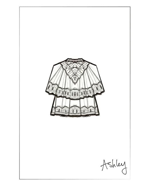 Fabrique Natural Sophia Lace Embroidery Summer Cape Short Sleeve Blouse