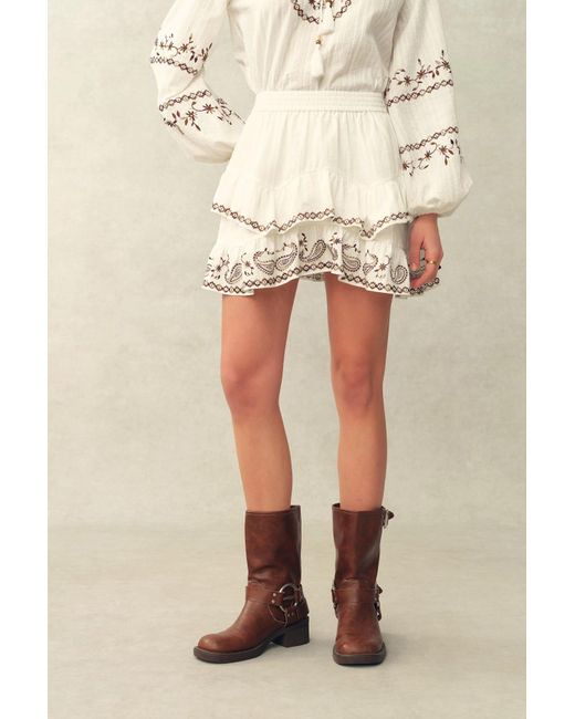 Fabrique Natural Brioche Paisley Embroidery Skirt