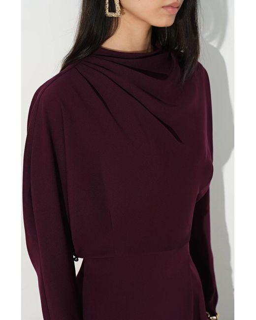 Fabrique Purple Munich Draped Layered Bodice Gigot Sleeve Dress