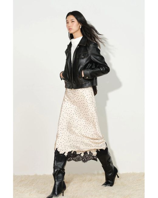 Fabrique Black Sonnet Polka Dot Lace Trim Skirt