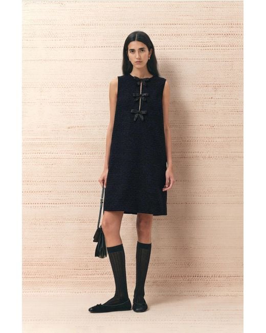 Fabrique Blue Rosalind Beaded Bow Dress