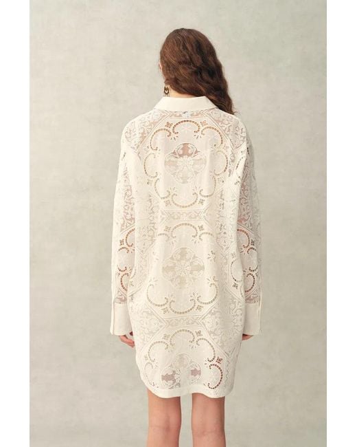 Fabrique Natural Eliana Cutwork Embroidery Longline Cover Up Long Sleeves Shirt