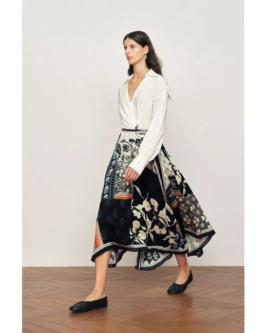 Fabrique Blue Eileen Scarf Panel Skirt