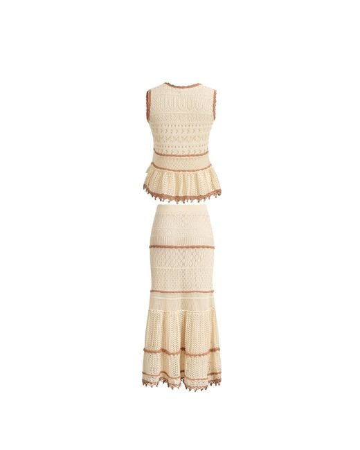 Fabrique Natural Malia Colorblock Sleeveless V Neck Top & Skirt Knit Set