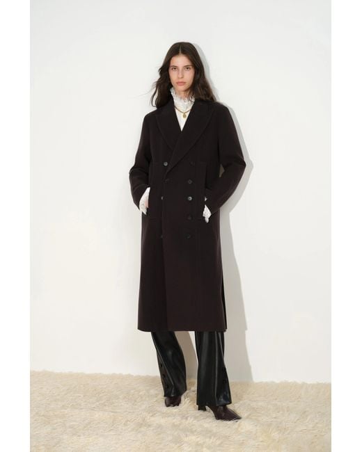 Fabrique Black Caspia Oversized Double Breasted Long Coat
