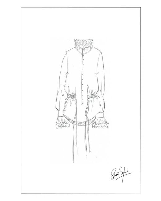 Fabrique White Lilith Lace Trimmed Drawstring Waist Shirt