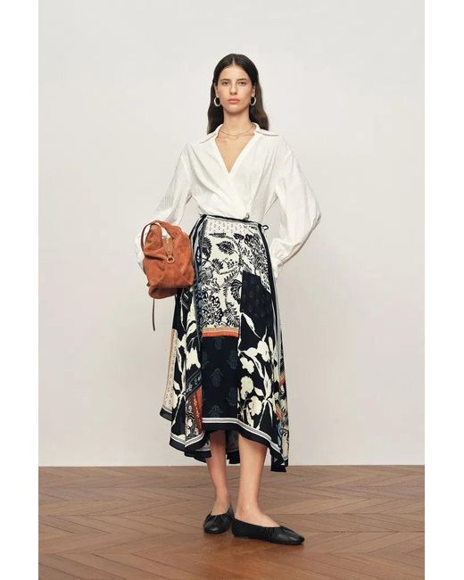 Fabrique Blue Eileen Scarf Panel Skirt
