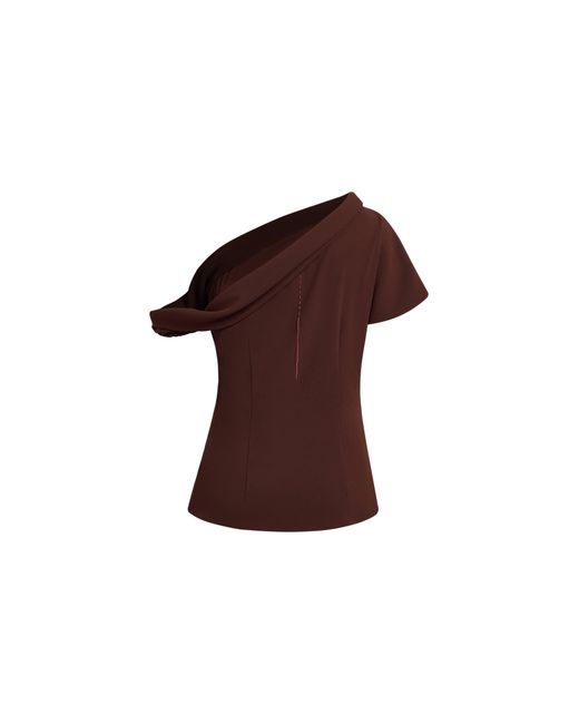 Fabrique Multicolor Hazel Asymmetric Ruched One Shoulder Side Slit Fitted Top