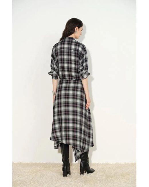Fabrique Multicolor Lea Detachable Wrap Plaid Shirt Dress