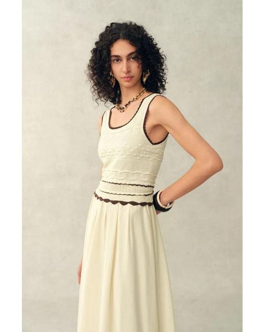 Fabrique Natural Vittra Embroidery And Woven Sleeveless Dress