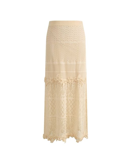 Fabrique Natural Angelica Floral Openwork Straight Maxi Skirt