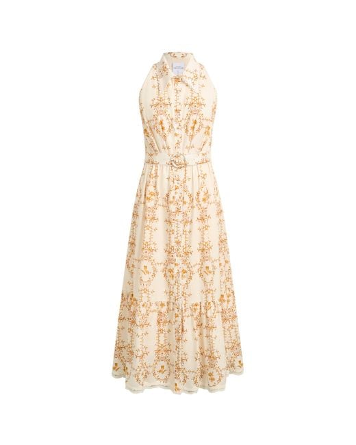 Fabrique Natural Wendy Floral Embroidery Belted Sleeveless Dress