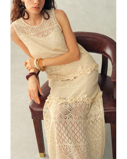 Fabrique Brown Beatrice 3D Floral Openwork Top