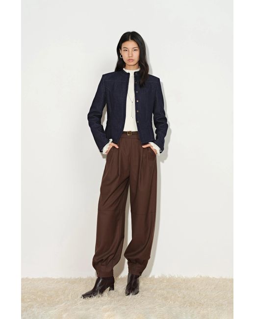 Fabrique Blue Ivy Herringbone Cinched Waist Jacket