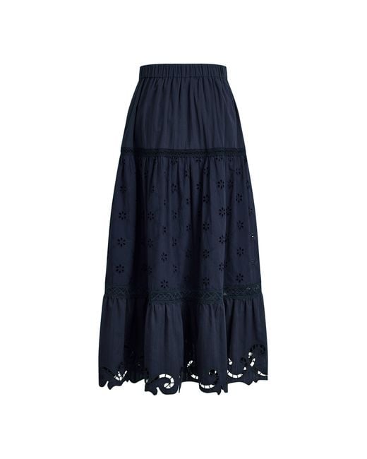 Fabrique Blue Ivy Cutwork Embroidery Maxi Skirt