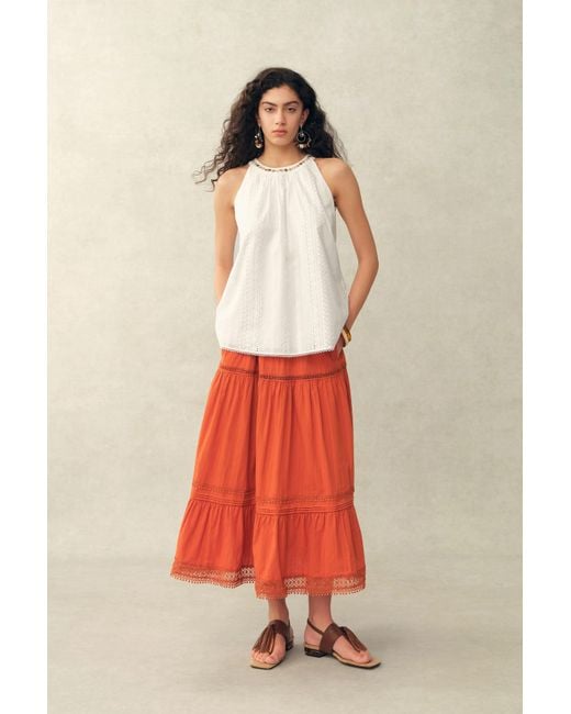 Fabrique Red Hazel Halter Neck Sleeveless Top