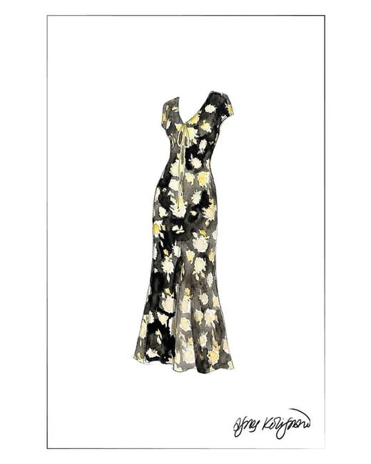 Fabrique Natural Maggie Handpainted Floral Cinched Waist Dress