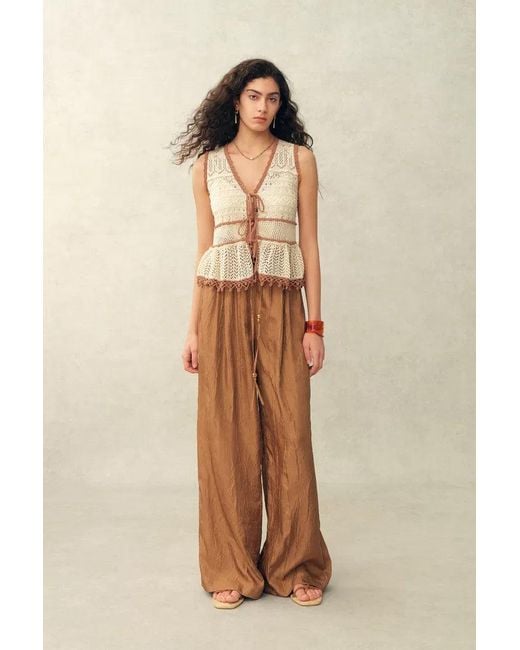 Fabrique Natural Malia Colorblock Sleeveless V Neck Top & Skirt Knit Set