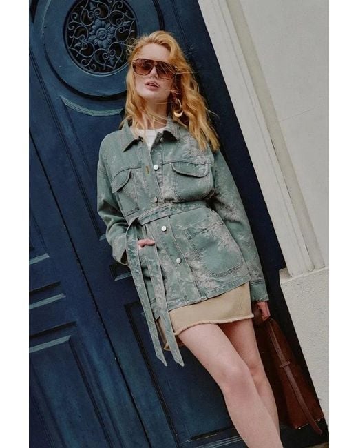 Fabrique Blue Harper Floral Safari Utility Jacket