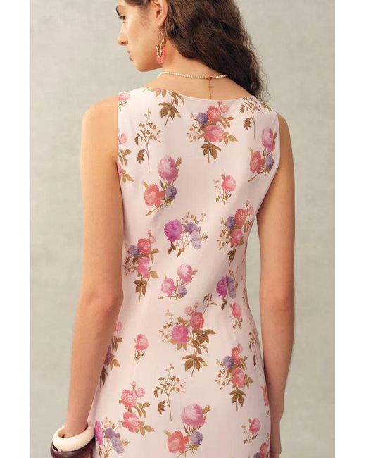Fabrique Pink Fraye Floral Cowl Neck Sleeveless Dress