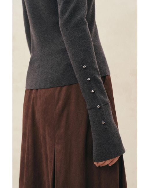 Fabrique Natural Silvia Metallic Button Polo Top