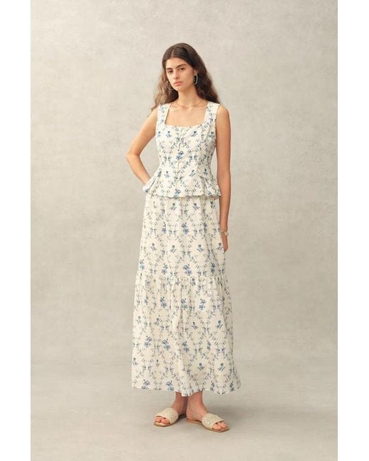 Fabrique Natural Elara Tailored Vintage Floral High Waist Skirt