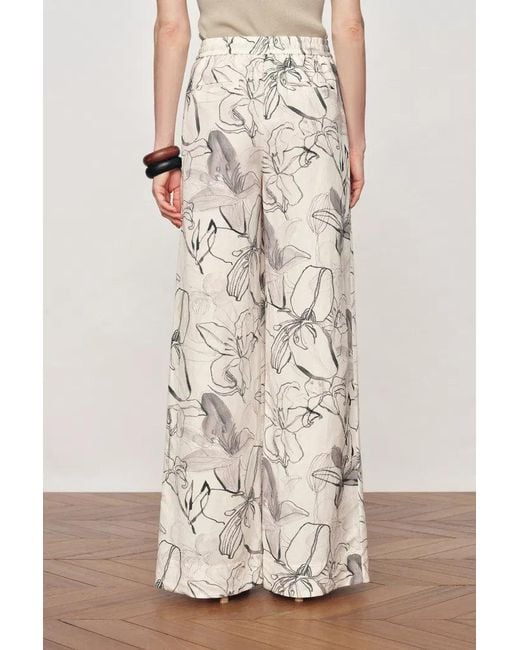 Fabrique Natural Emma Handpainted Floral Elastic Waist Wide Leg Pants