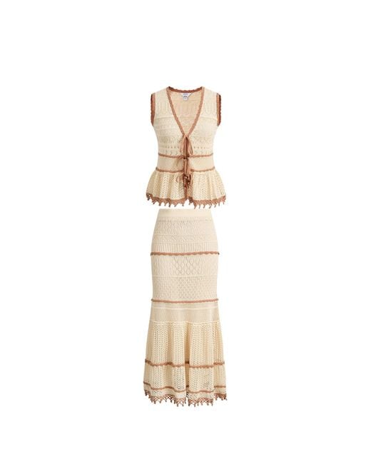 Fabrique Natural Malia Colorblock Sleeveless V Neck Top & Skirt Knit Set