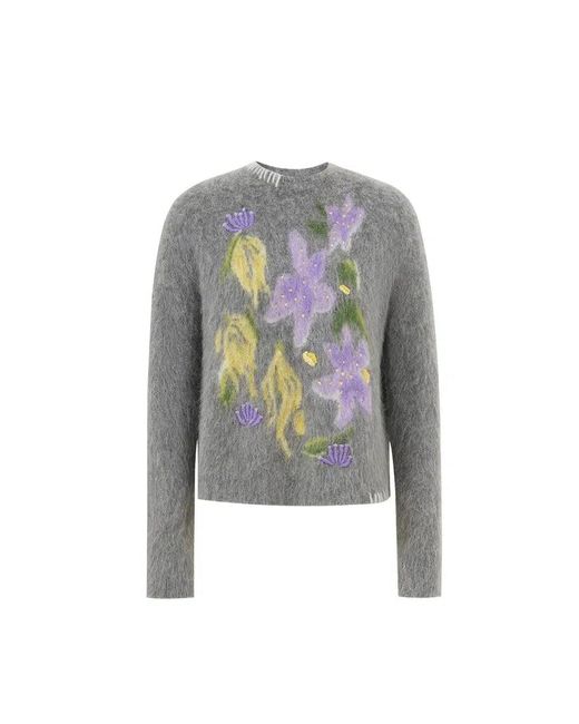 Fabrique Gray Titian Hand Embroidered Flora Sweater