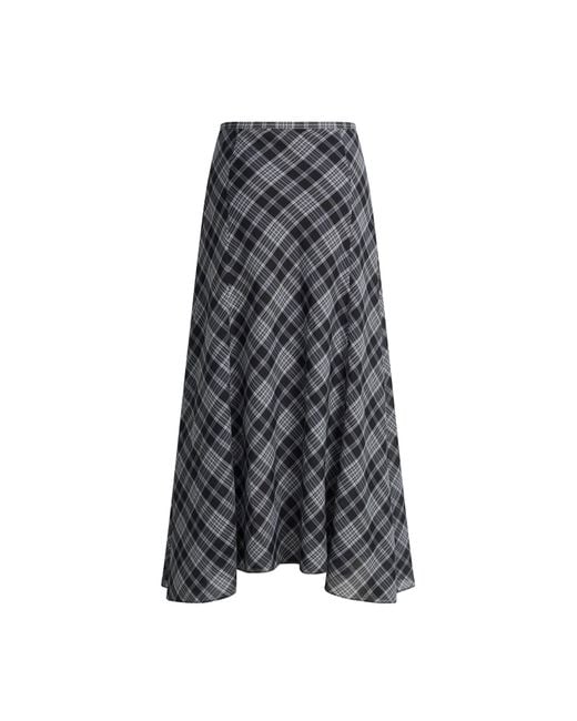 Fabrique Blue Fern Plaid Panelled Skirt