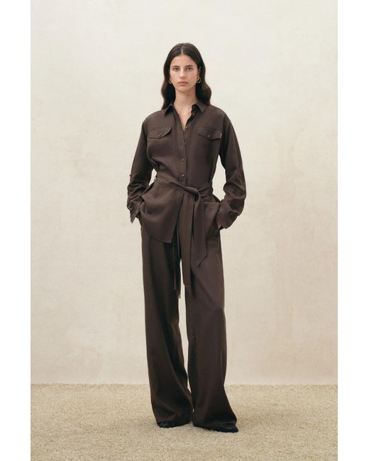 Fabrique Black Faye Drawstring Wide Leg Pants