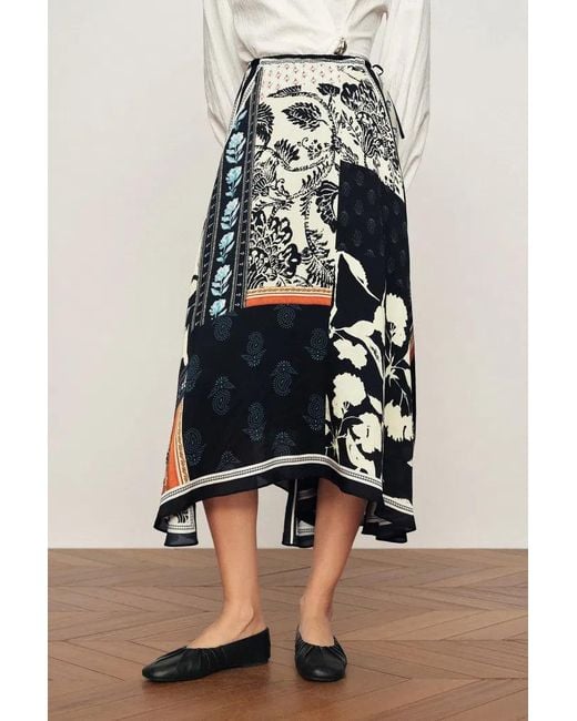 Fabrique Blue Eileen Scarf Panel Skirt