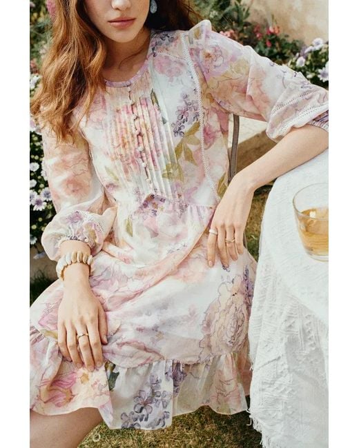 Fabrique Multicolor Yori Handpainted Wavy Ruffle Babydoll Dress